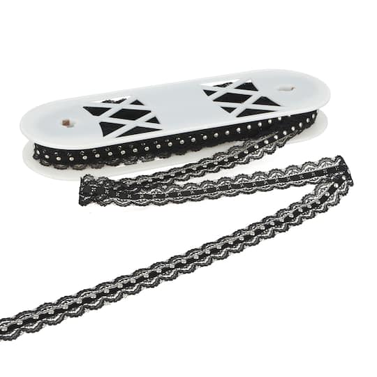 0.75" Black Lace Trim with Beads by Celebrate It®
